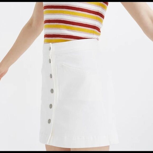 Madewell (25) White Denim Button Down Skirt - Picture 8 of 9